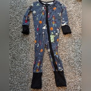 Little Sleepies Spooky Night One Piece Footie - Blue and Black
